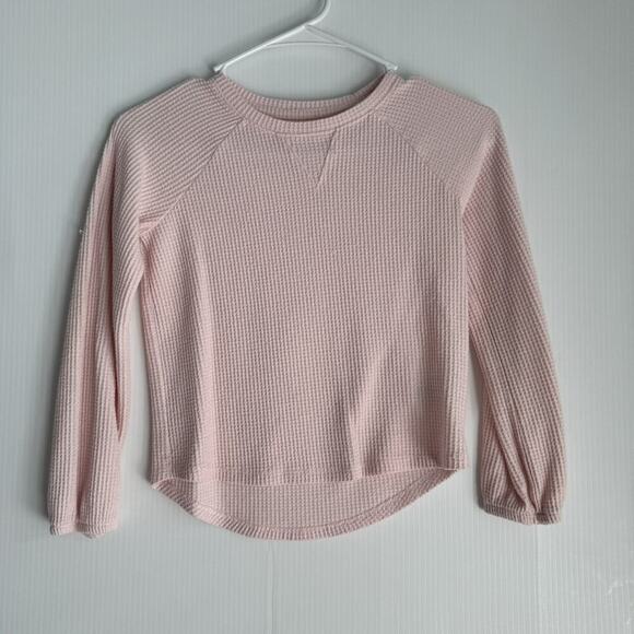 Cat And Jack Waffle Textured Long Sleeve Pink Shirt - Picture 1 of 4
